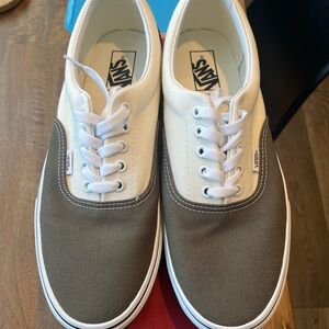 Vans Men's Canvas Sneakers - Cream and Olive